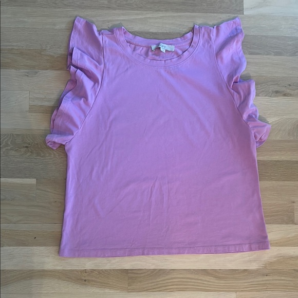 LOFT Tops - LOFT Lavender Ruffle Sleeve Tee